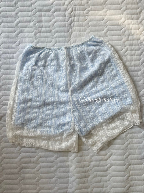 Coquette Blue Cotton Lace Set size S
