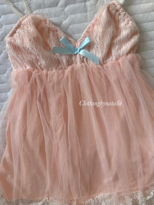 Coquette Orange Cotton Lace Set size S