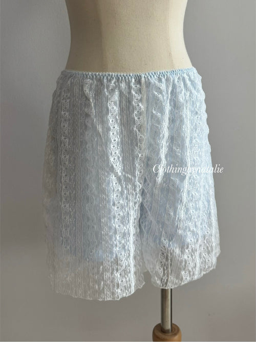 Coquette Blue Cotton Lace Set size S