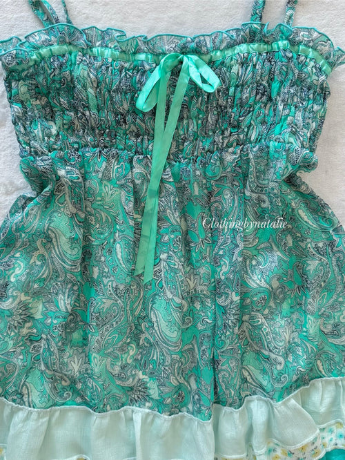 Green Floral Chiffon Babydoll Size S