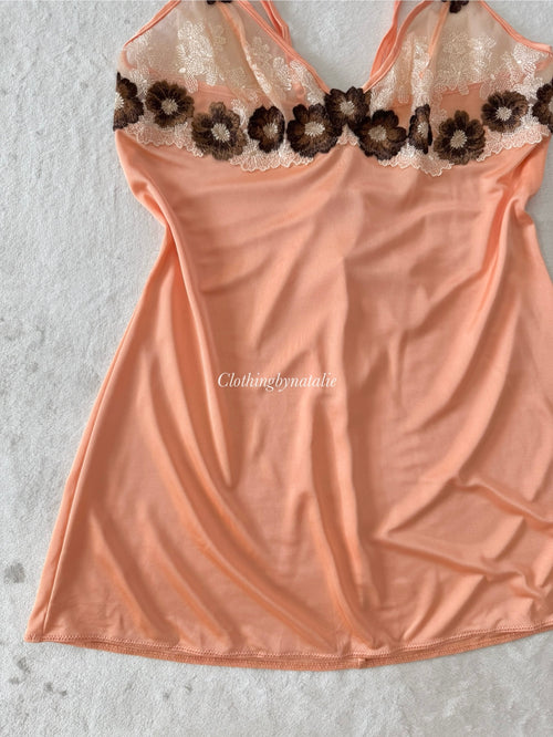 Orange Nylon Slip Dress (S)