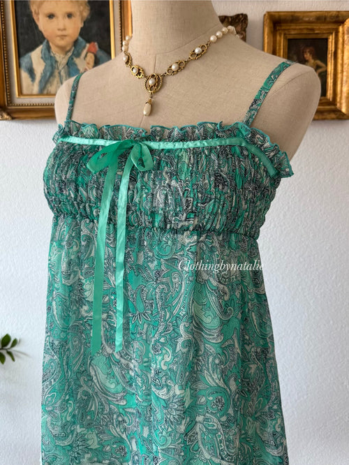 Green Floral Chiffon Babydoll Size S