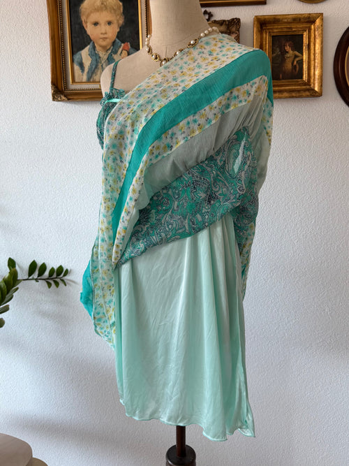 Green Floral Chiffon Babydoll Size S