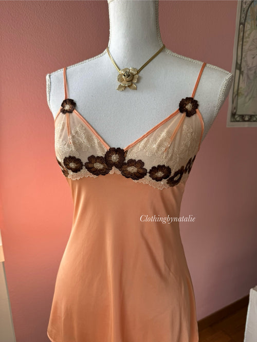 Orange Nylon Slip Dress (S)