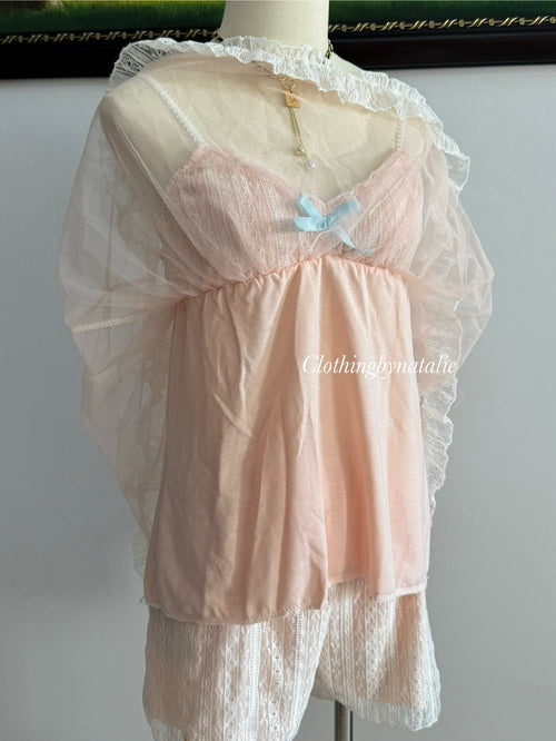 Coquette Orange Cotton Lace Set size S