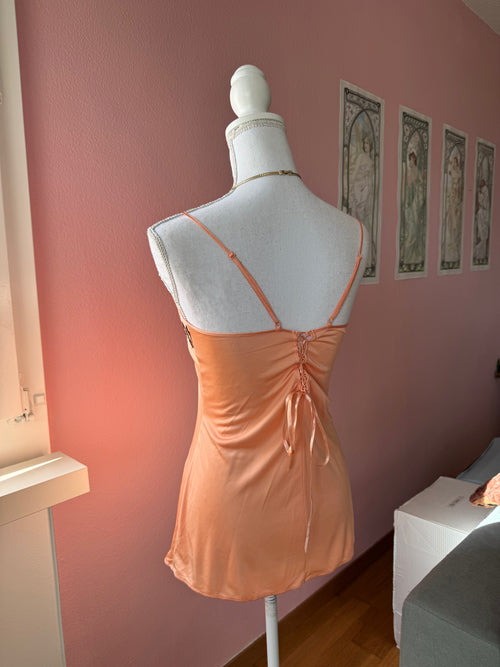 Orange Nylon Slip Dress (S)