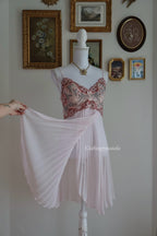 Embroidery Pink Chiffon Slip Dress (S/M)