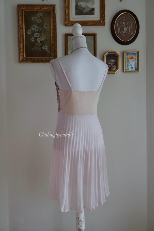 Embroidery Pink Chiffon Slip Dress (S/M)