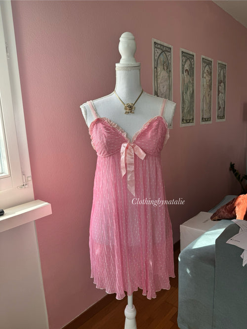 Coquette Pink Chiffon Babydoll (M)