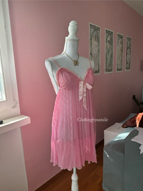 Coquette Pink Chiffon Babydoll (M)