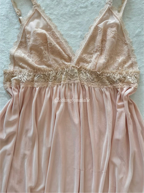 Peach Sheer Mesh Babydoll Size S/M