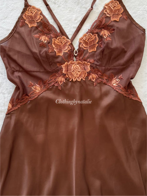 Brown Floral Chiffon Babydoll Size S