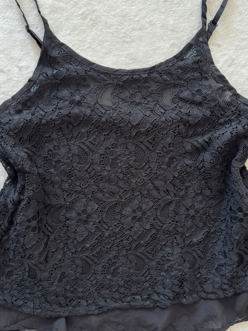 Black Lace Chiffon Cami Size S