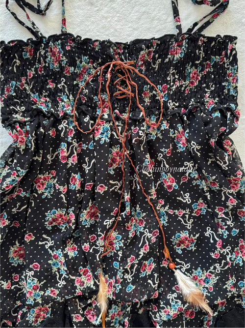 Floral Black Chiffon Babydoll Size S