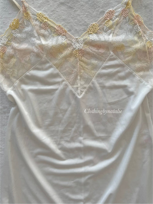 White Nylon Lace Nightgown Size S