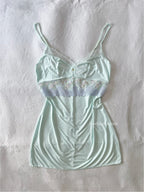 Japanese Blue Nylon Slip Dress (S)