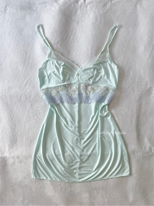 Japanese Blue Nylon Slip Dress (S)