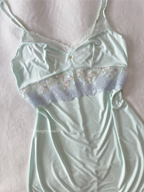 Japanese Blue Nylon Slip Dress (S)