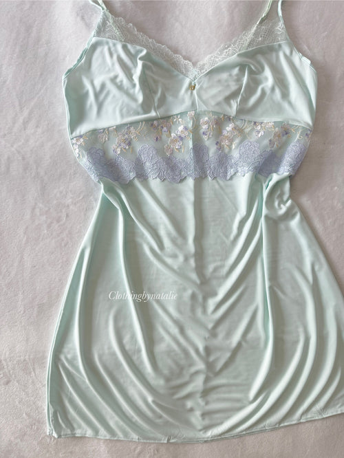 Japanese Blue Nylon Slip Dress (S)