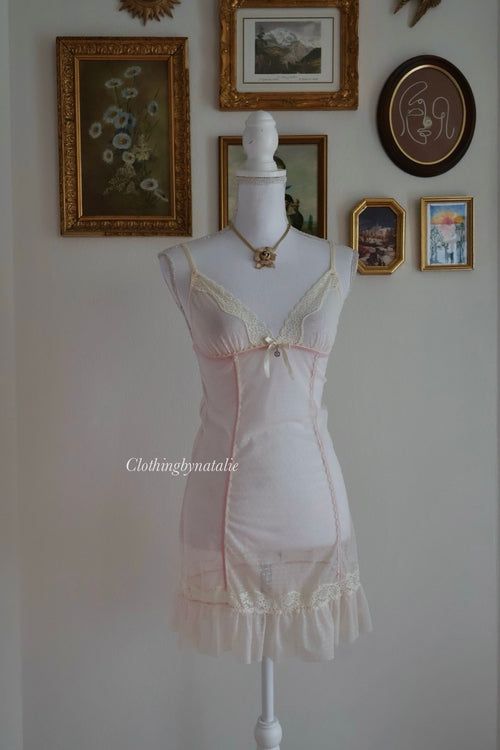 Pink Mesh Slip Dress (S)