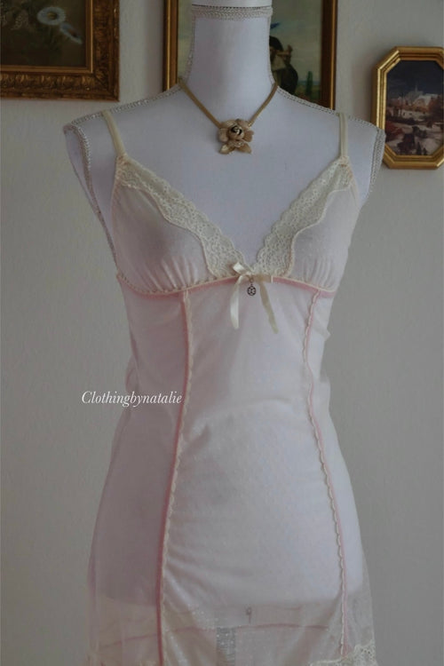 Pink Mesh Slip Dress (S)