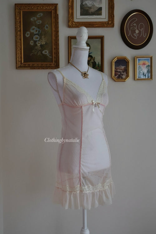 Pink Mesh Slip Dress (S)