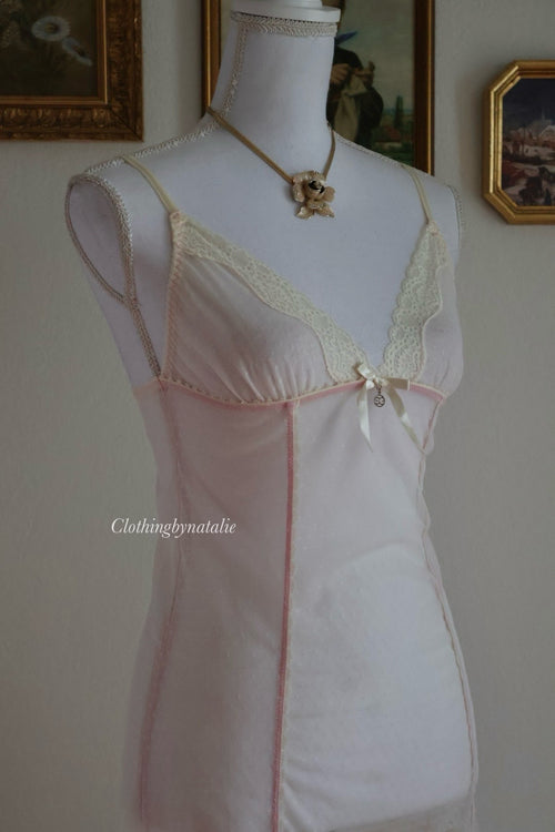 Pink Mesh Slip Dress (S)