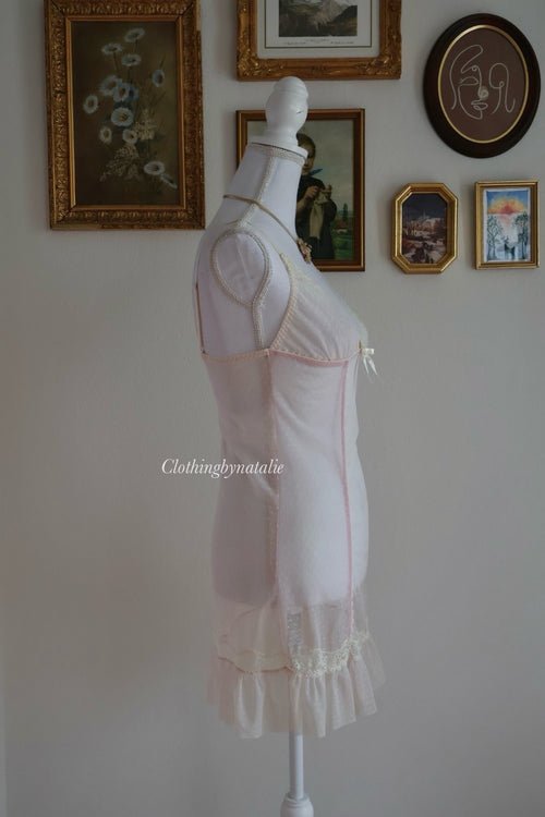 Pink Mesh Slip Dress (S)