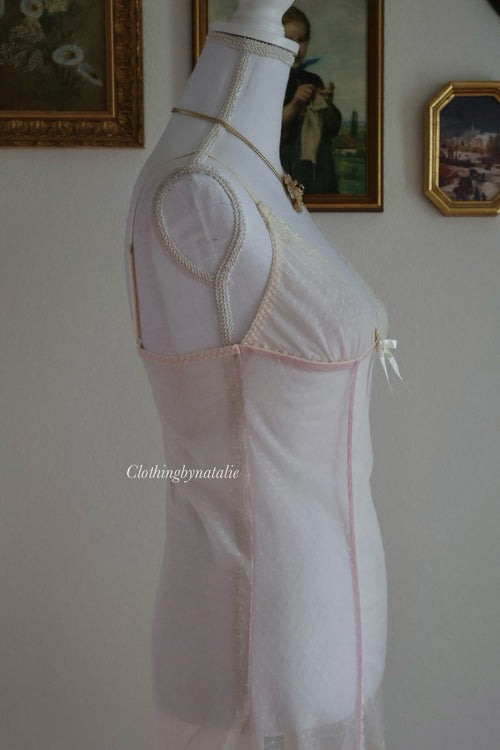 Pink Mesh Slip Dress (S)