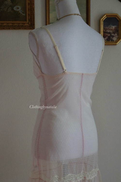 Pink Mesh Slip Dress (S)