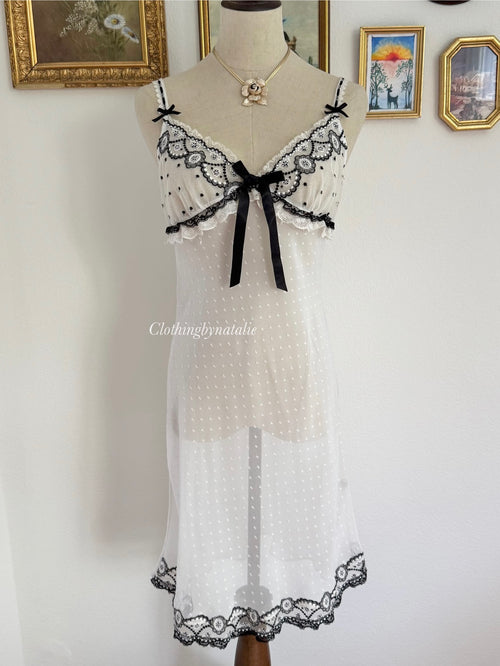 Black White Lace Slip Dress size S