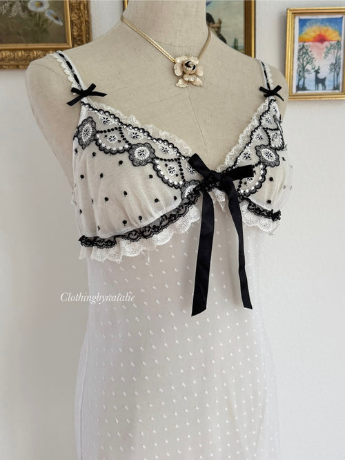 Black White Lace Slip Dress size S