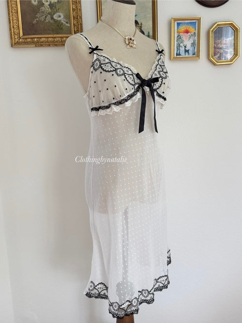 Black White Lace Slip Dress size S