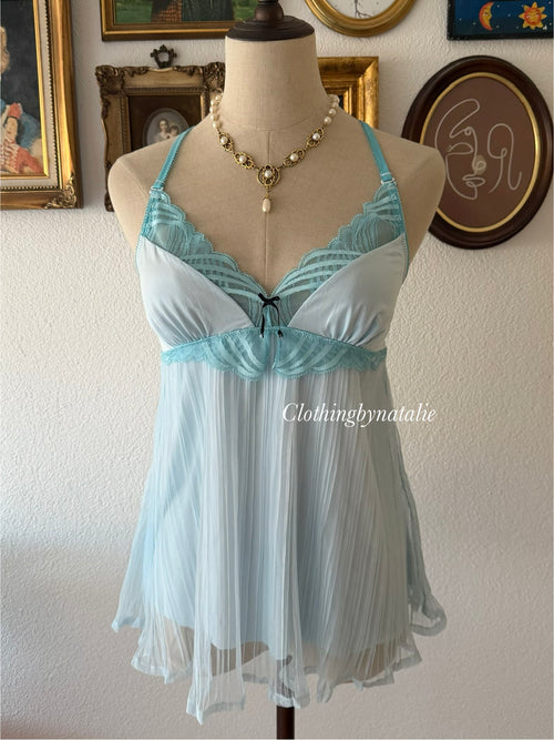Coquette Blue Nylon Mesh Cami size M