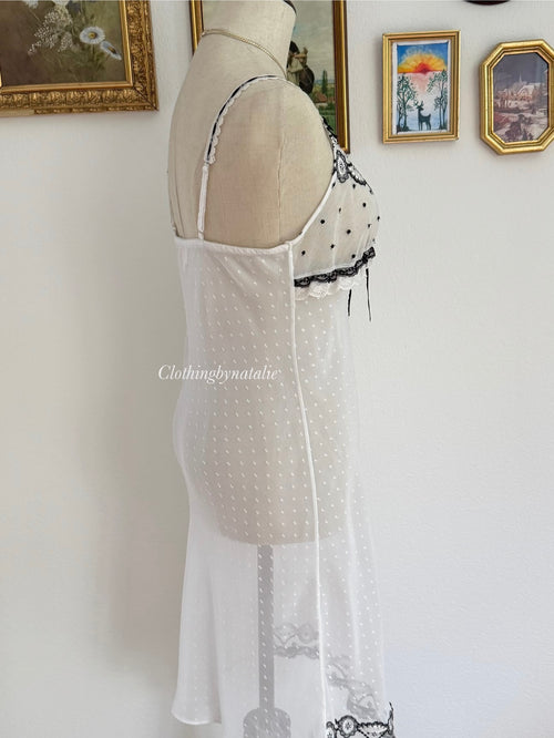 Black White Lace Slip Dress size S