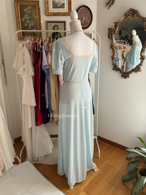 Vintage 80s Blue Nylon Nightgown (S)