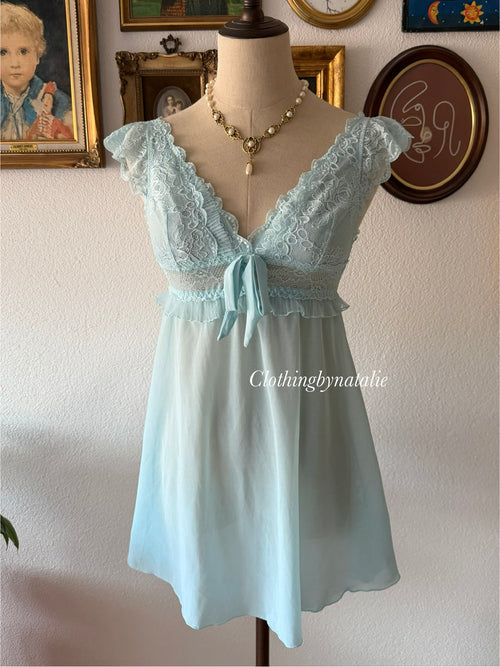 Suzanne Vega Blue Mesh Mini Dress size S