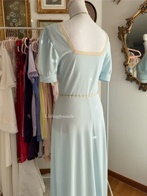 Vintage 80s Blue Nylon Nightgown (S)