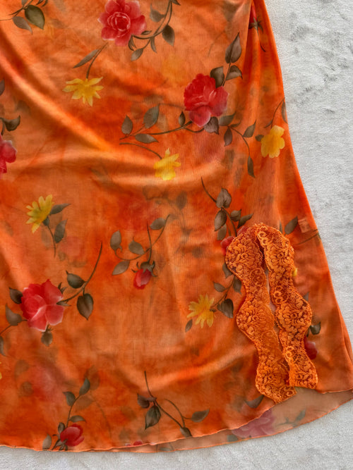 Floral Orange Mesh Slip Size S