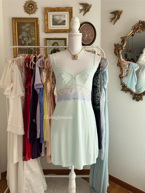 Japanese Blue Nylon Slip Dress (S)