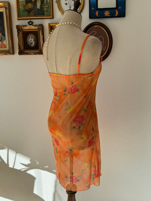 Floral Orange Mesh Slip Size S