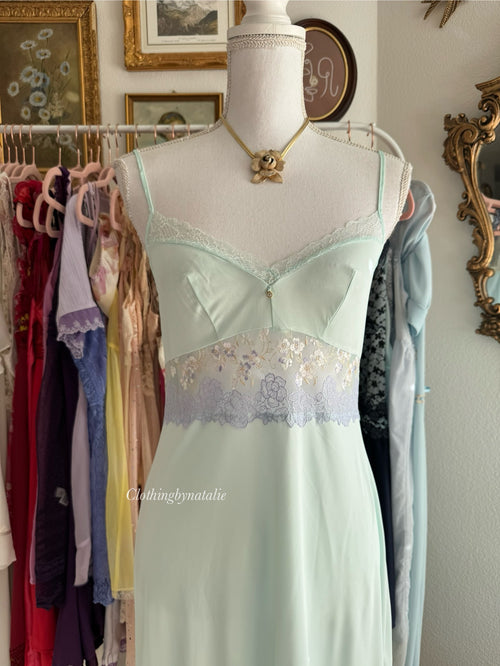 Japanese Blue Nylon Slip Dress (S)