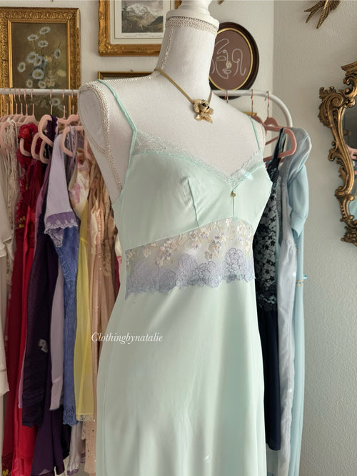 Japanese Blue Nylon Slip Dress (S)
