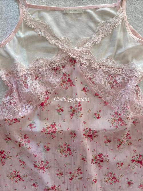 Pink Floral Chiffon Cami Size S