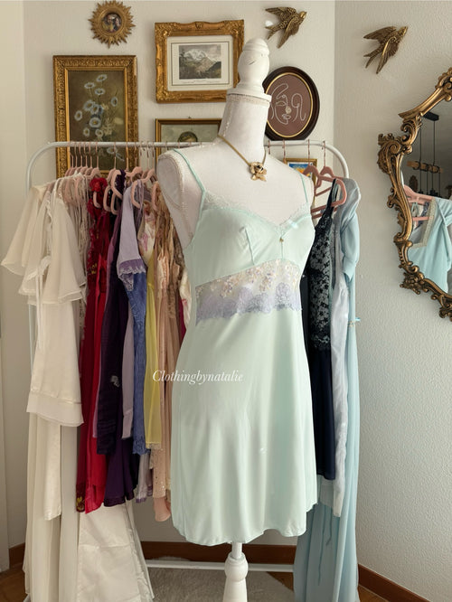 Japanese Blue Nylon Slip Dress (S)