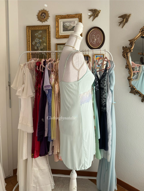 Japanese Blue Nylon Slip Dress (S)