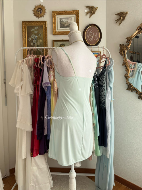 Japanese Blue Nylon Slip Dress (S)
