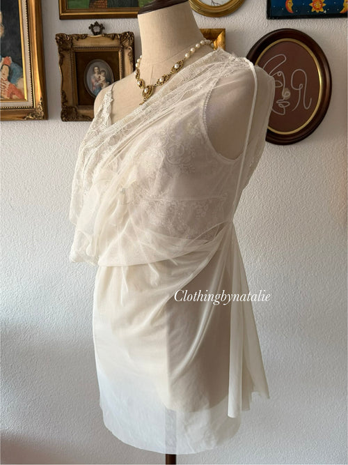 Fairy Glitter White Mesh Mini Dress size S/small M