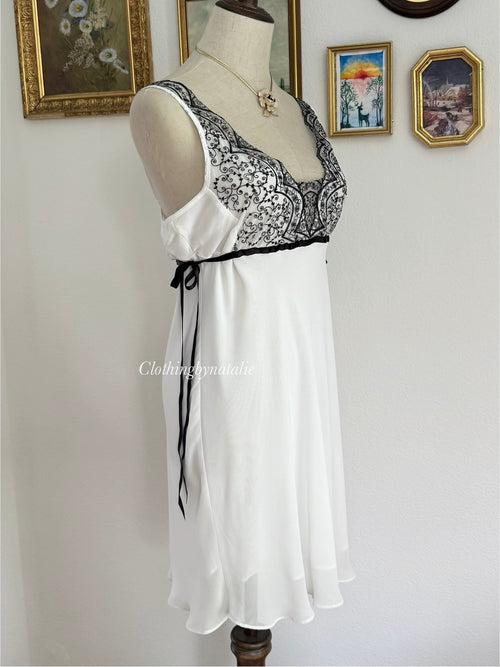 Linea Donatella White Chiffon Babydoll size M