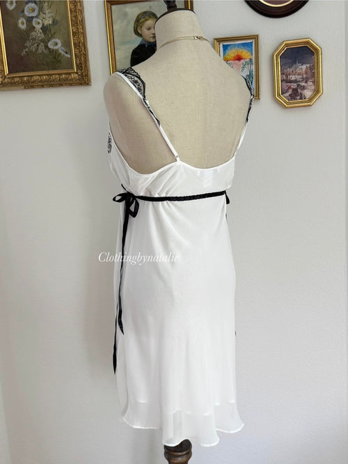 Linea Donatella White Chiffon Babydoll size M